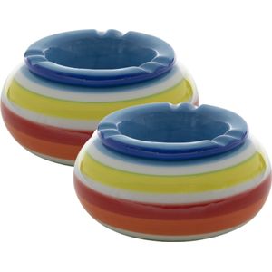 Set van 3x stuks dolomite keramiek storm asbakken blauw 19.5 x 7.4 cm