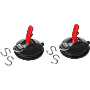 Set van 2x stuks stevige zuignapbevestiging met ring en 2 S-haken voor keuken/badkamer/camper/caravan 11 cm tot 10 kg