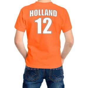Oranje supporter t-shirt - rugnummer - Holland Nederland fan shirt kleding voor kinderen 110 116