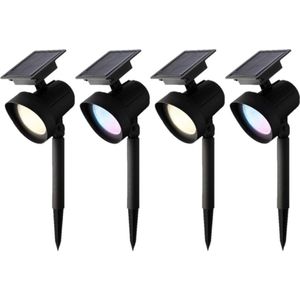 Set van 4x stuks solar spotlight/tuinpad verlichting op zonne-energie met kleur effect 31 cm - Prikspots tuinverlichting