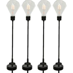 Set van 4x stuks solar tuinlampen/prikspots op zonne-energie 86 cm - Prikspots tuinverlichting