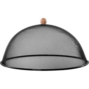 Luxe stevige vliegenkap/voedselkap zwart metaal 43 cm - Afdekkappen/vliegenkappen