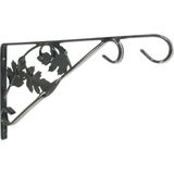 Hanging basket groen met sierblad muurhaak groen en kokos inlegvel - metaaldraad - complete hanging basket set