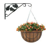 Hanging basket groen met sierblad muurhaak groen en kokos inlegvel - metaaldraad - complete hanging basket set