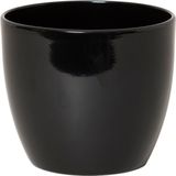 2x stuks groene ficus kunstplant 40 cm met plantenpot zwart D13.5 en H12.5 cm