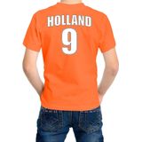 Oranje supporter t-shirt - rugnummer 9 - Holland Nederland fan shirt kleding voor kinderen 110 116