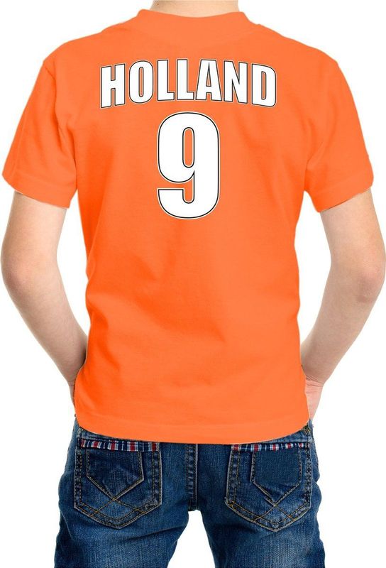 Oranje supporter t-shirt - rugnummer 9 - Holland Nederland fan shirt kleding voor kinderen 110 116