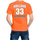 Oranje race supporter t-shirt - nummer - Holland Nederland fan shirt kleding voor kinderen 110 116