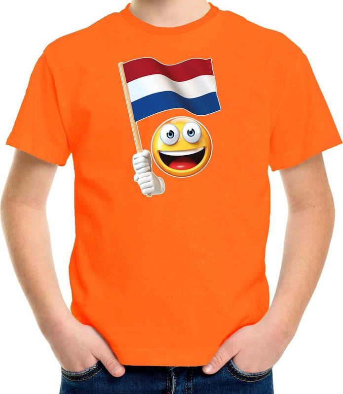 Bellatio Decorations - Emoticon Holland - T-shirt - Oranje - Katoen - Kinderen