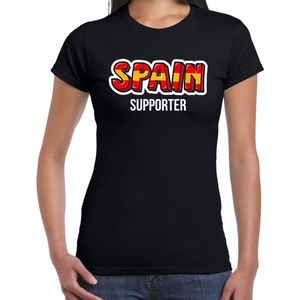 Zwart Spain fan t-shirt voor dames - Spain supporter - Spanje supporter - EK WK shirt outfit