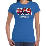 Bellatio Decorations - USA Fan T-shirt - Blauw - Dames - 100% Katoen