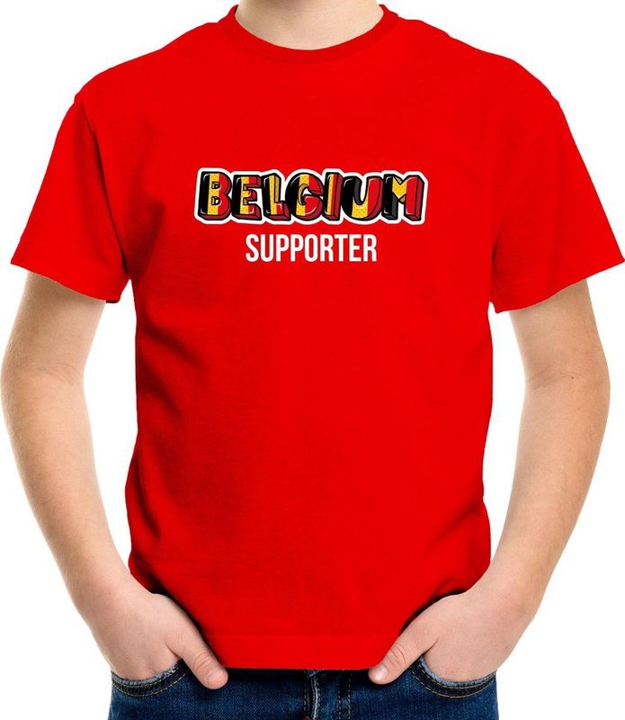 Bellatio Decorations - Belgium Fan T-shirt - Rood - Kinderen - EK/WK Shirt