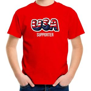 Rood usa fan t-shirt voor kinderen - usa supporter - Amerika supporter - EK WK shirt outfit 110 116