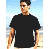 Set van 3x stuks zwart basic heren t-shirt ronde hals 100 katoen