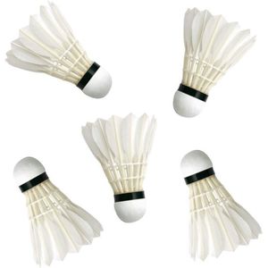 Set van 15x stuks badminton shuttles met veertjes wit - Veren shuttles om mee te badmintonnen - 9 x 6 cm