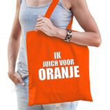 Ik juich voor oranje katoenen tas/shopper oranje voor dames en heren - Nederland supporter - Koningsdag/ EK/ WK voetbal