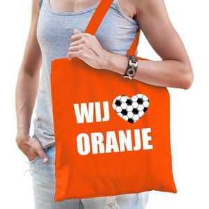 Wij houden van oranje supporter cadeau tas oranje voor dames en heren - Feest Boodschappentassen