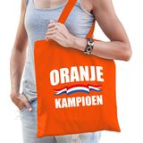 Oranje kampioen katoenen tas/shopper oranje voor dames en heren - Nederland supporter - Koningsdag/ EK/ WK voetbal