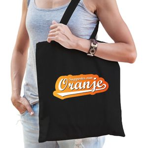 Supporter van oranje cadeau tas zwart voor dames en heren - Feest Boodschappentassen