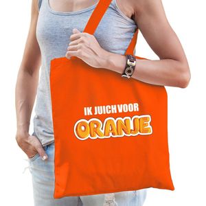 Ik juich voor ORANJE katoenen tas/shopper oranje voor dames en heren - Nederland supporter - Koningsdag/ EK/ WK voetbal