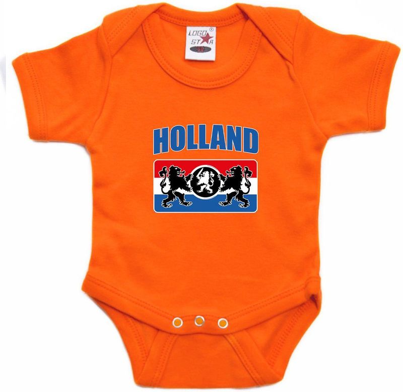 Bellatio Decorations - Romper - Oranje - Nederland Supporter - Met Nederlands Wapen