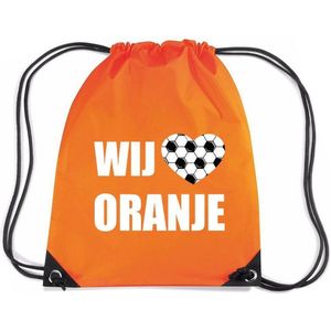 Wij houden van oranje rugzakje - nylon sporttas oranje met rijgkoord - Nederland supporter - EK/ WK voetbal / Koningsdag