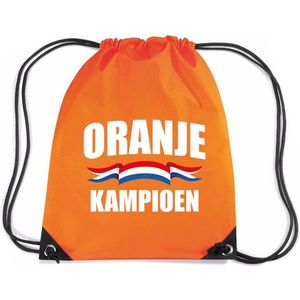 Oranje kampioen rugzakje - nylon sporttas oranje met rijgkoord - Nederland supporter - EK/ WK voetbal / Koningsdag