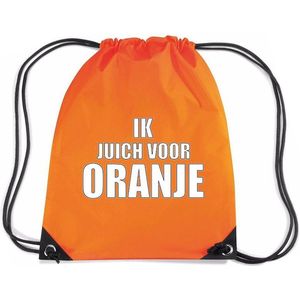 Ik juich voor ORANJE rugzakje - nylon sporttas oranje met rijgkoord - EK/ WK voetbal / Koningsdag