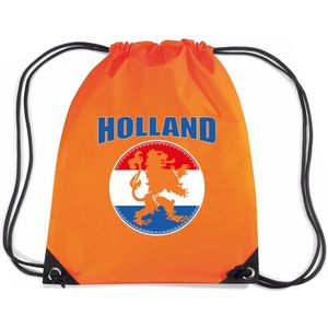 Holland oranje leeuw voetbal rugzakje / sporttas met rijgkoord oranje - Gymtasje - zwemtasje