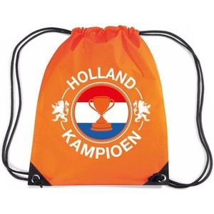 Holland kampioen beker voetbal rugzakje / sporttas met rijgkoord oranje