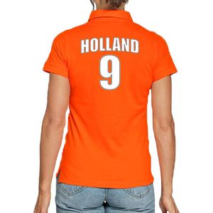Oranje supporter poloshirt - rugnummer 9 - Holland Nederland fan shirt kleding voor dames