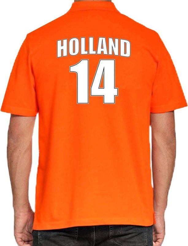 Oranje supporter poloshirt - rugnummer - Holland Nederland fan shirt kleding voor heren
