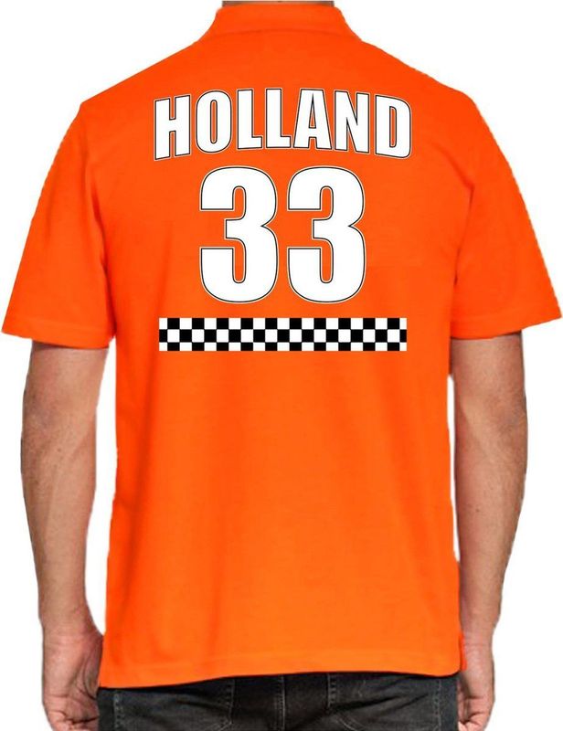 Oranje race supporter poloshirt - nummer - Holland Nederland fan shirt kleding voor heren
