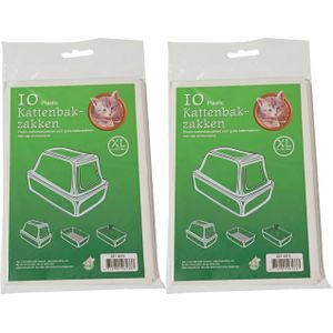 20x stuks plastic kattenbak afvalzakken wit 51 x 20 x 46 cm - Kattenbakzakken