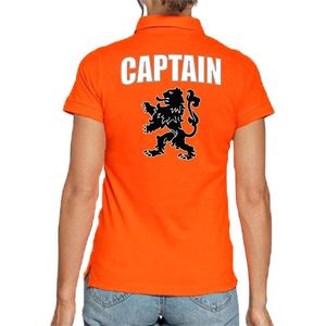 Captain Holland supporter poloshirt - dames - oranje met leeuw - Nederland fan / EK / WK polo shirt / kleding S