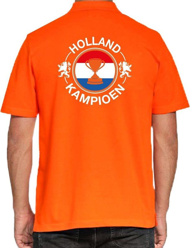 Bellatio Decorations - Poloshirt - Oranje - Holland Kampioen met Beker
