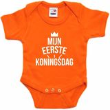 Mijn Eerste Koningsdag Romper met Kroontje Oranje - Babys - Kingsday Baby Rompers / Kleding 56
