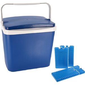 Koelbox donkerblauw 29 liter 40 x 29 x 44 cm incl. 4 koelelementen - Koelboxen