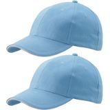 6x stuks lichtblauwe baseball cap 100% katoen - voor volwassenen - voordelige petjes