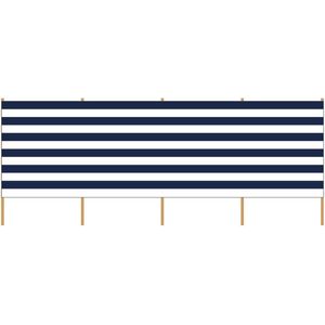 3x Stuks strand/camping windscherm gestreept wit/blauw 2,25 meter x 120 cm - Beschutting/schermen voor op het strand/de camping