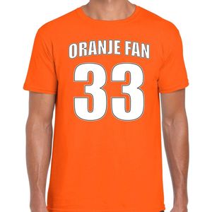 Oranje race fan t-shirt voor heren - Oranje fan nummer - Nederland supporter