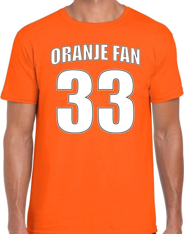 Oranje race fan t-shirt voor heren - Oranje fan nummer - Nederland supporter