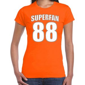 Oranje t-shirt voor dames - Superfan nummer 88 - Nederland supporter - EK WK shirt outfit