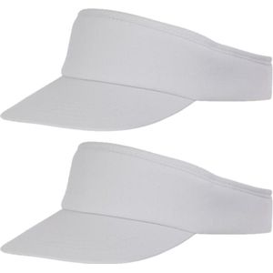 2x stuks witte zonneklep pet voor volwassenen - Katoenen verstelbare witte zonnekleppen - Dames/heren