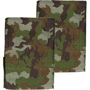 3x stuks groene camouflage afdekzeilen / dekzeilen - 3 x 4 meter - dekkleed / zeil - Legerprint