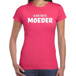 Ik ben trotse moeder - t-shirt fuchsia roze voor dames - mama kado shirt moederdag cadeau
