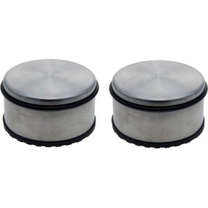 Set van 2x Stuks Aluminium Deurstoppers met Rubber 11 cm - Deurstops/Deurvastzetters