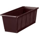 Kunststof plantenbak brown rechthoekig 60 cm met 2 verstelbare railing beugels