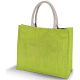 2x stuks jute lime groene boodschappentassen 42 cm - Shoppers