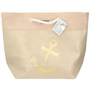 Strandtas beige met anker 38 x 51 cm - Strandtassen